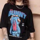 Camiseta Oversized Coelho Azul - Preta
